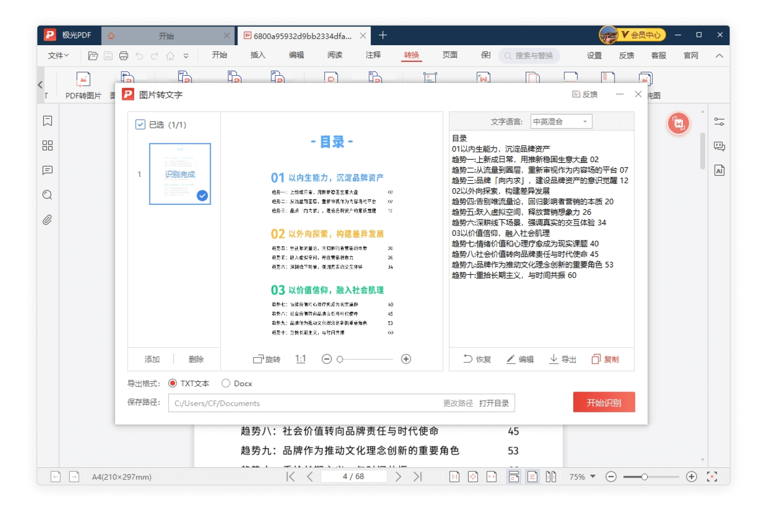 PDF图片转文字